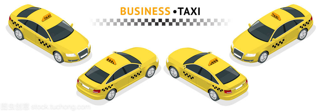 等距高品質城市服務運輸圖標集 汽車、出租車與房產咨詢